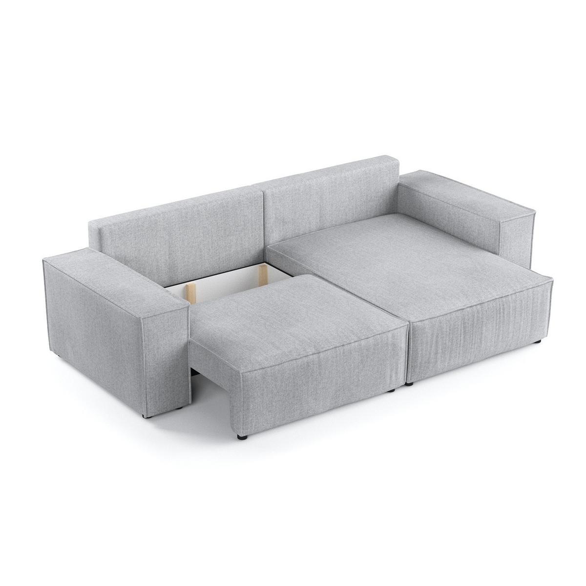 ECKSOFA SENSO mit Schlaffunktion Hellbeige im City Stoff - Hellgrau/Schwarz, Holz/Holzwerkstoff (255/148cm) - AltaBeds