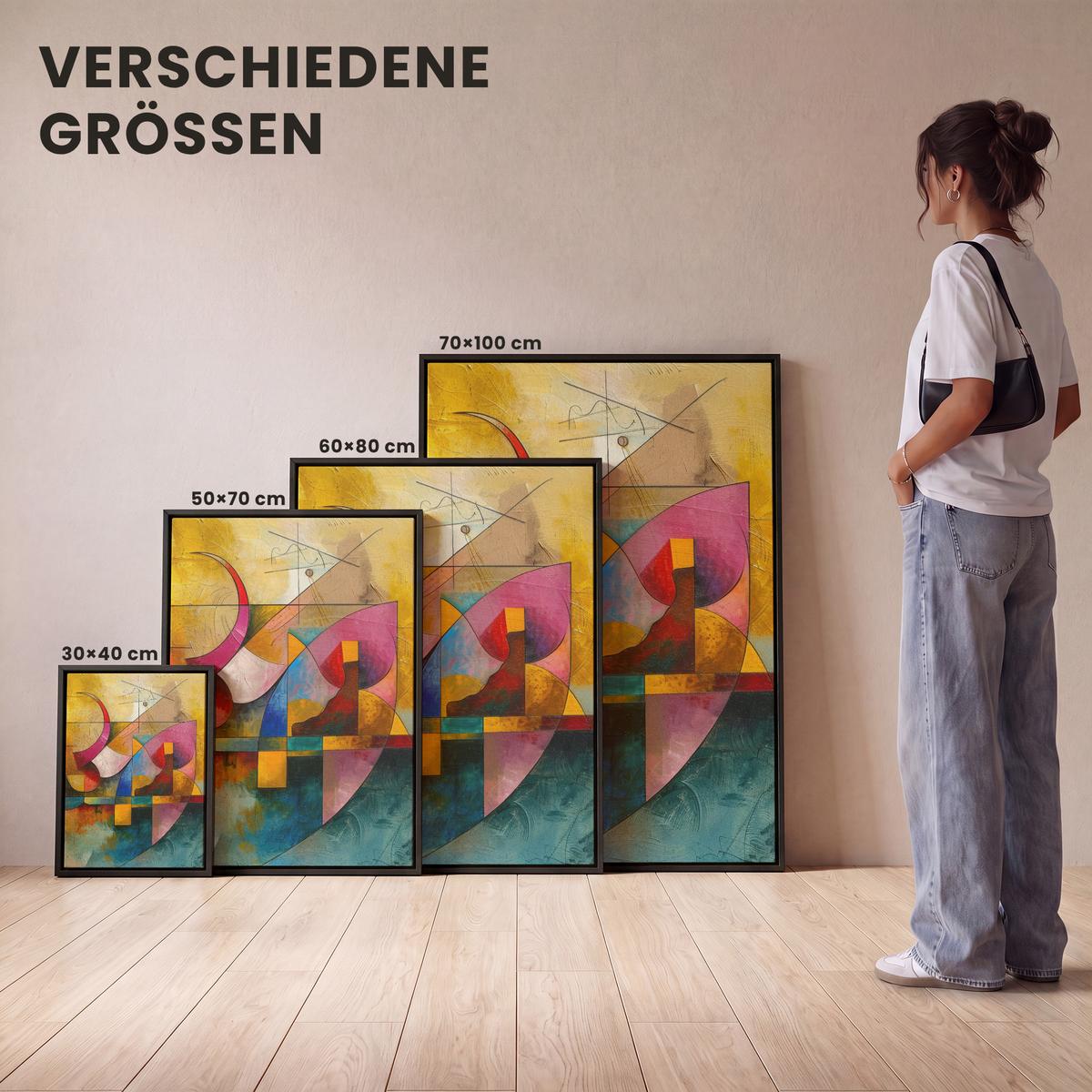 LEINWAND Bilder mit Rahmen - Kunst - Abstrakt - Modern - 60x80 - Gelb, Textil (60/80cm) - MuchoWow