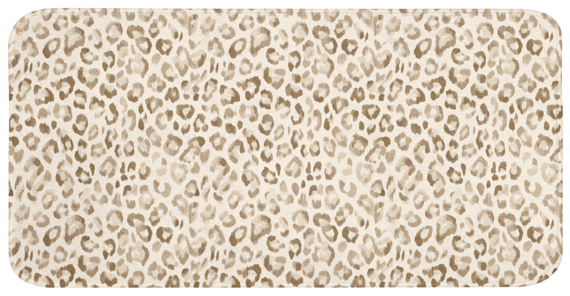 BADEMATTE Leopard - Klassisch - Beige Badezimmerteppich 120x60 cm - Hellbraun, Textil (120/60cm) - OnlyWow