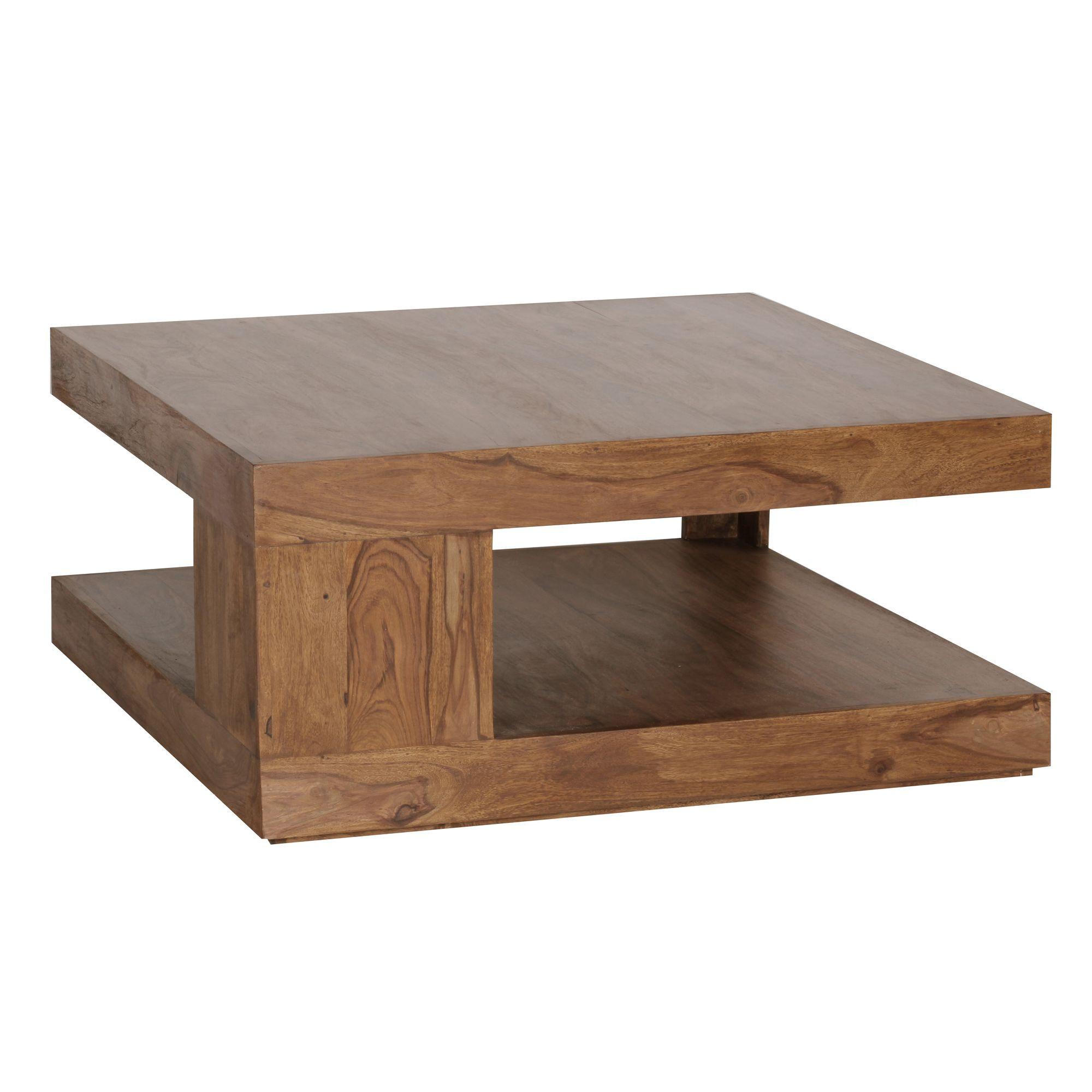 COUCHTISCH Dunkelbraun Massivholz Sheesham 90 cm Landhausstil - Braun, Holz (90/90/40cm) - KADIMA DESIGN