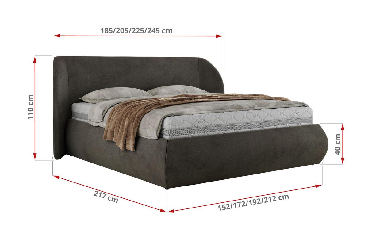 POLSTERBETT CAELA CLASSIC 200/200 - Dunkelgrau Velvet - Pocket-Matratze - Dunkelgrau, Textil (200/200cm) - MKS