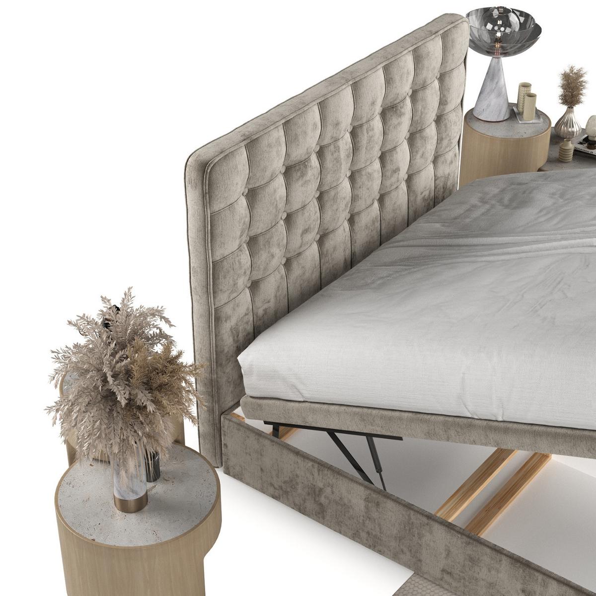 POLSTERBETT Celestia mit Stauraum 140/200 cm Beige im Lotta Stoff - Beige/Schwarz, Holz/Holzwerkstoff (140/200cm) - AltaBeds