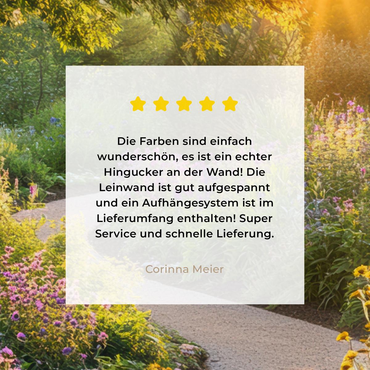 LEINWANDBILD Aussicht - Blumen - Natur - Sonne - Weg Deko Wohnzimmer 20x20 cm - Hellgelb, Textil (20/20cm) - MuchoWow