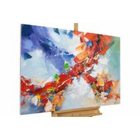 ACRYLBILD HANDGEMALT 120/80 cm - Blau/Rot, Holz/Textil (120/80cm) - KUNSTLOFT