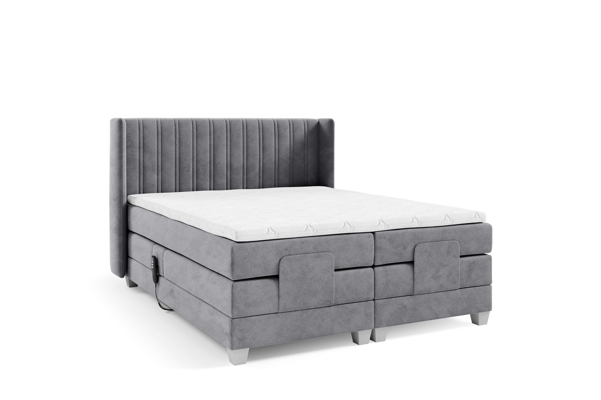 BOXSPRINGBETT Bett Elektrisch Magnus - Silberfarben, Holzwerkstoff/Textil (180/200cm) - Fun Möbel