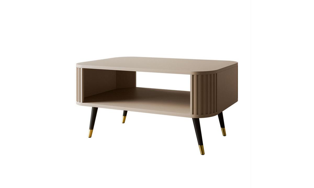 COUCHTISCH YVETTE 80/60/42 cm Kaschmir mit Ablage - Kaschmir/Schwarz, Holzwerkstoff/Metall (60/80/42cm) - Lookway