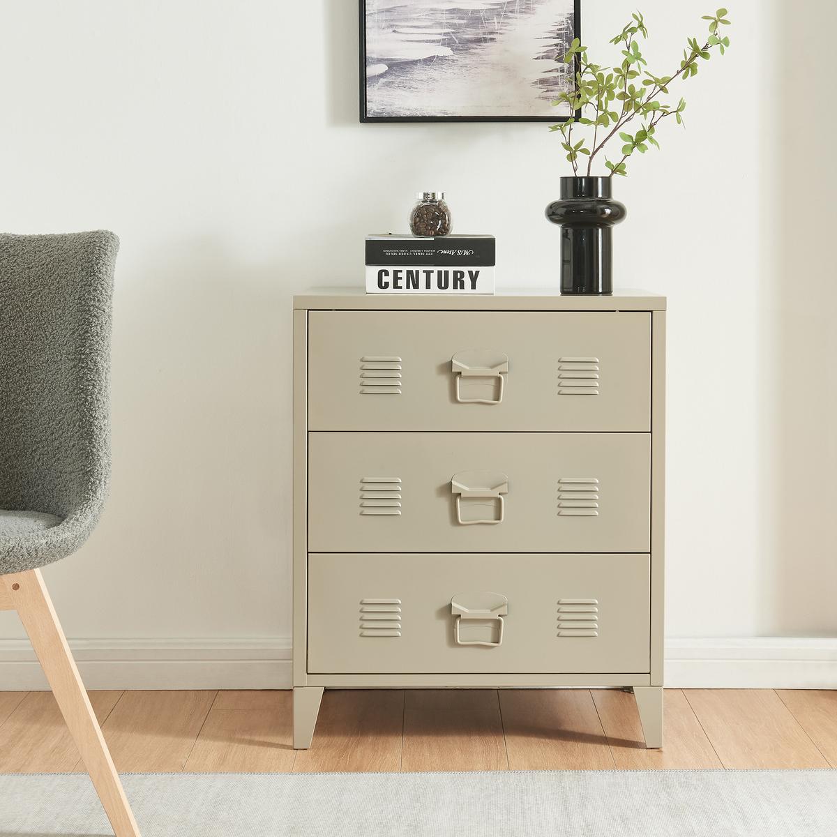 METALLSCHRANK Hämeenlinna - Beige, Metall (60/72/40cm) - [en.casa]