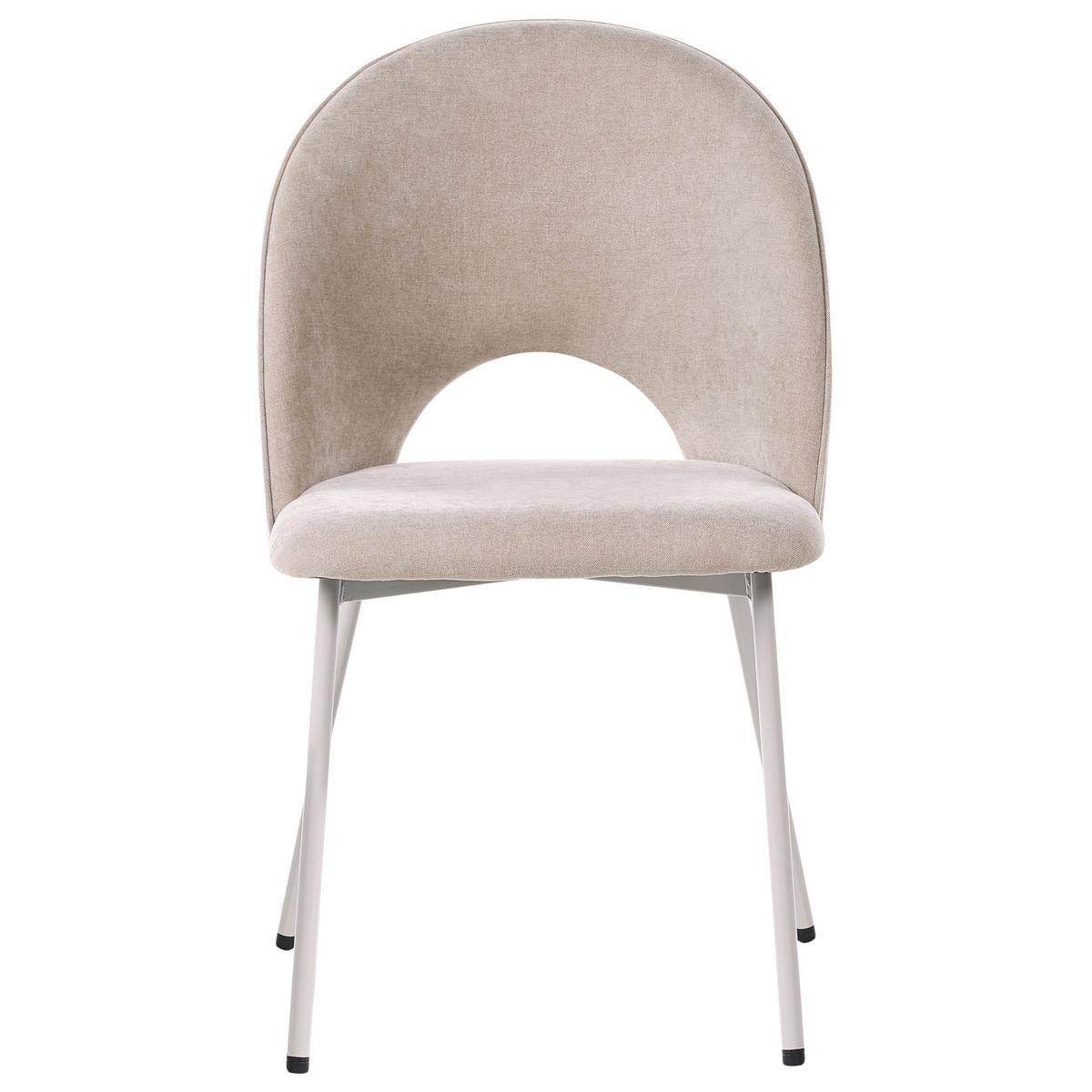 ESSZIMMERSTUHL 2er Set Chenillegewebe Beige Covelo - Beige, Textil/Metall (46/83/53cm) - Beliani