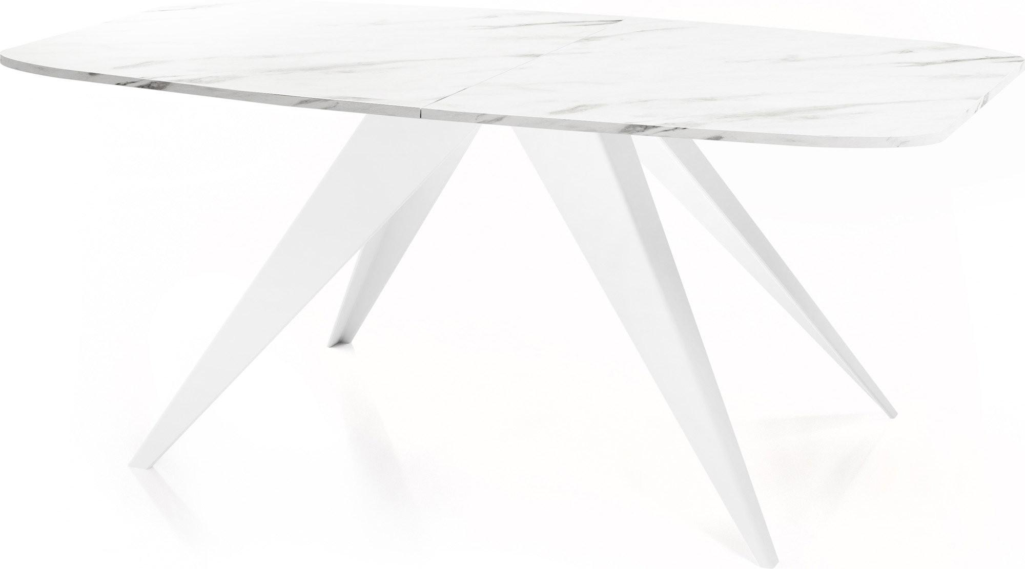 ESSTISCH Fatina rechteckig ausziehbar, Marmor Weiß 160-198/90/76 cm - Ecru/Weiß, Holzwerkstoff/Metall (80/200/76cm) - WFL GROUP