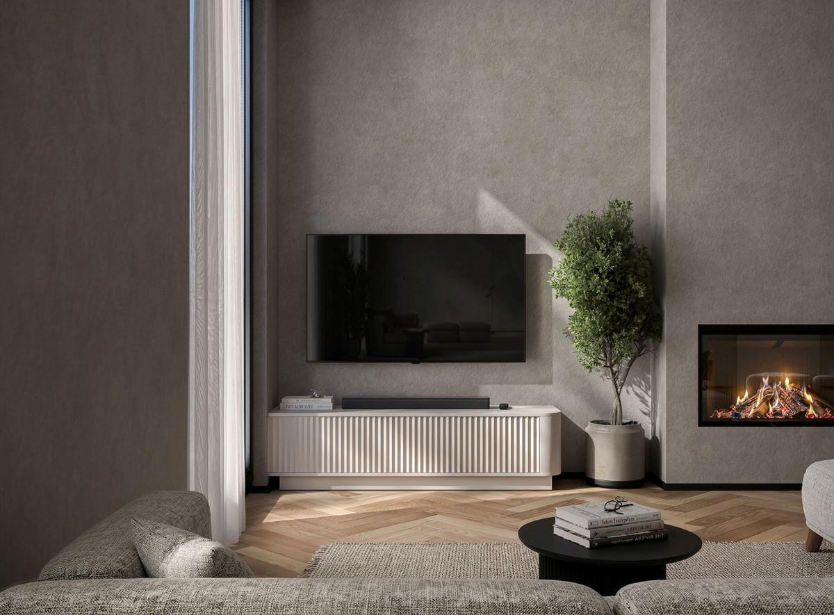 TV-LOWBOARD Aurora Kaschmir matt 140 cm mit Sockel - Kaschmir, Holzwerkstoff (140/37/35cm) - Meble Lindner