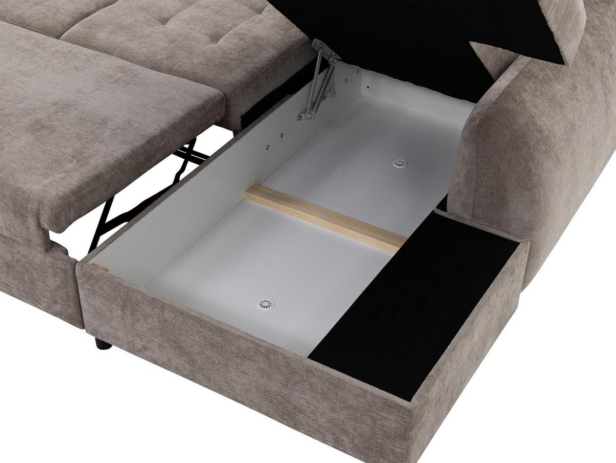 ECKSCHLAFSOFA Soreno, Seite: Links - Hellgrau/Schwarz, Holz/Kunststoff (255/176cm) - MIRJAN24