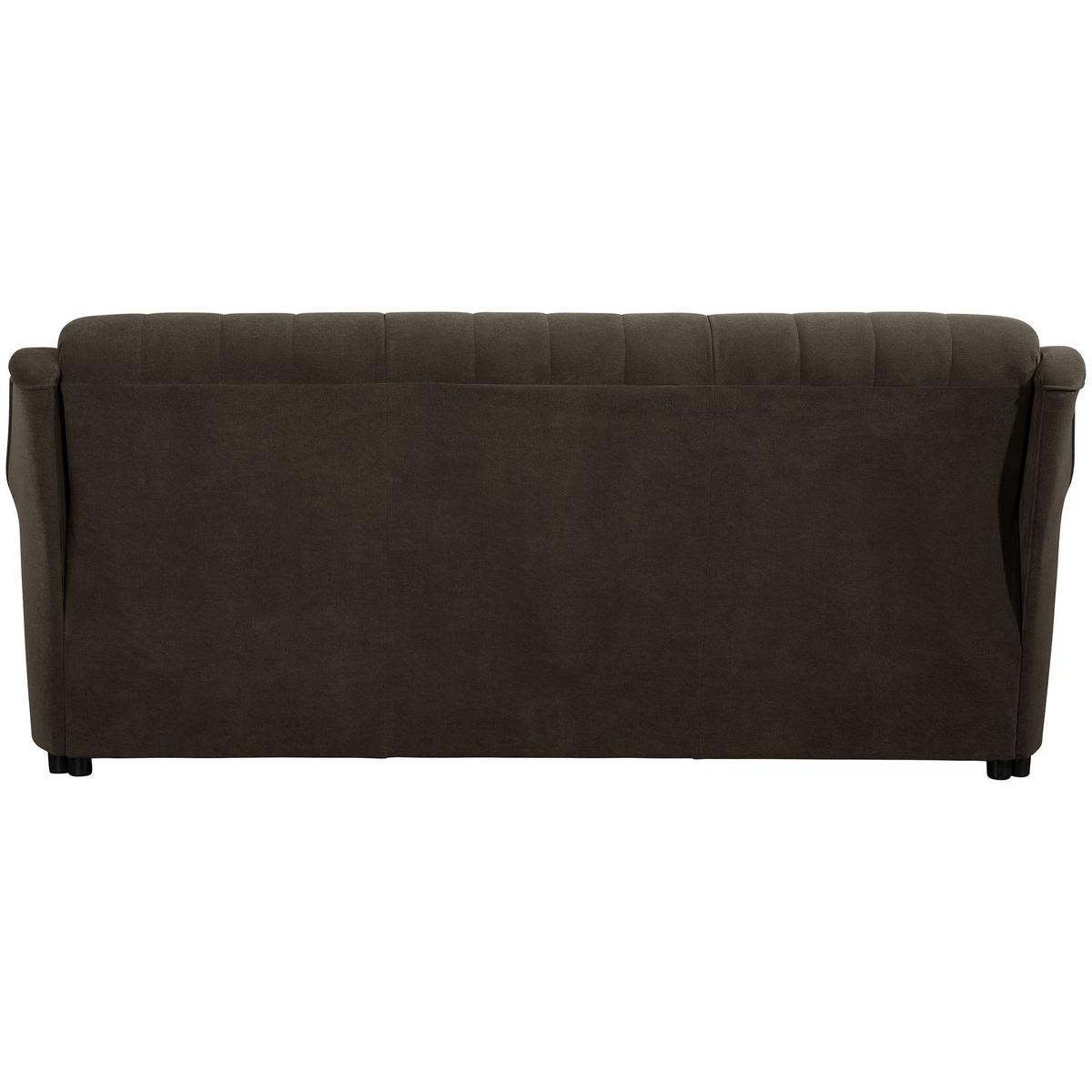SOFA 3-Sitzer mit Bettfunktion Kaylyn Flockstoff braun - Braun, Kunststoff (83/89/207cm) - 58aufmkessel