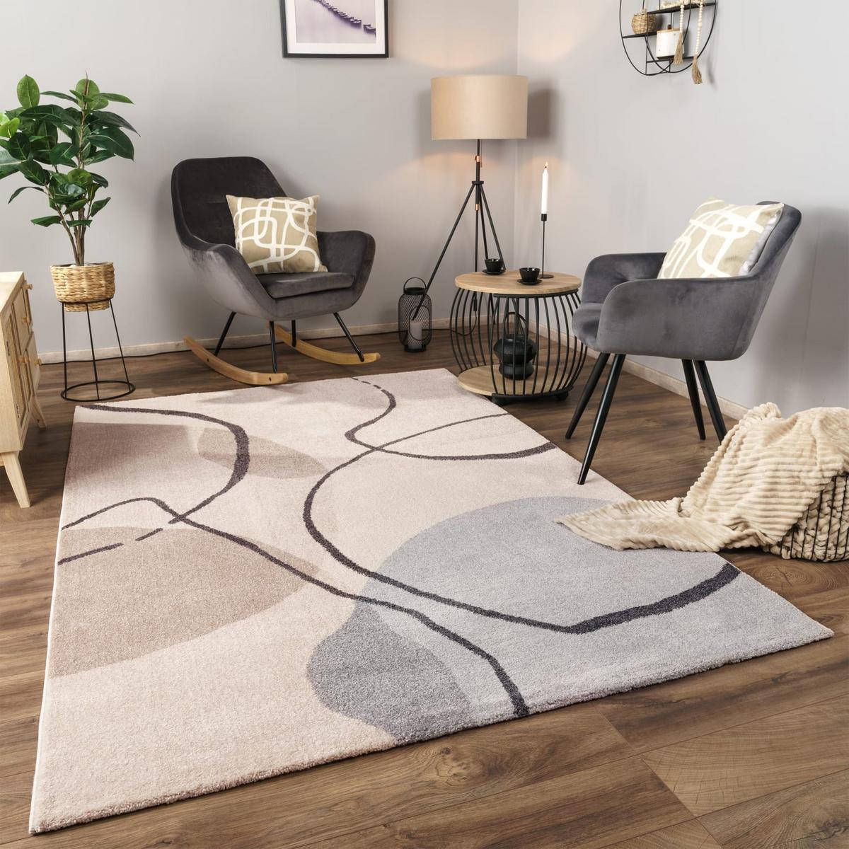 KURZFLORTEPPICH, abstrakt, Florhöhe 12 mm, Creme, 200 x 290 cm - Beige, Textil (290/200cm) - KADIMA DESIGN