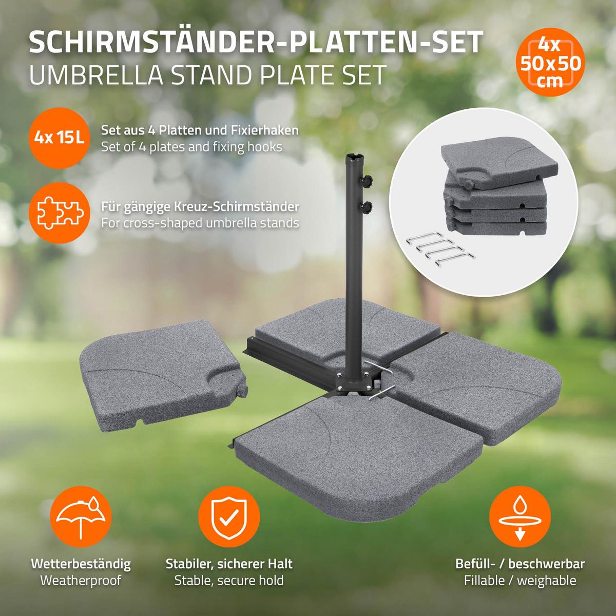 SCHIRMGEWICHT 4-teilig Grau-Steinoptik aus Kunststoff - Grau, Kunststoff (105/105cm) - ML-DESIGN