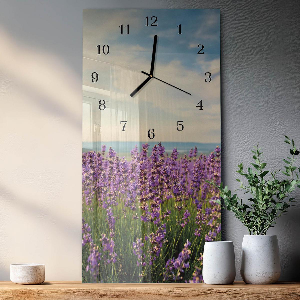 WANDUHR aus Glas 30x60 cm - Blumen - Multicolor, Glas (30/60/0.4cm) - TULUP