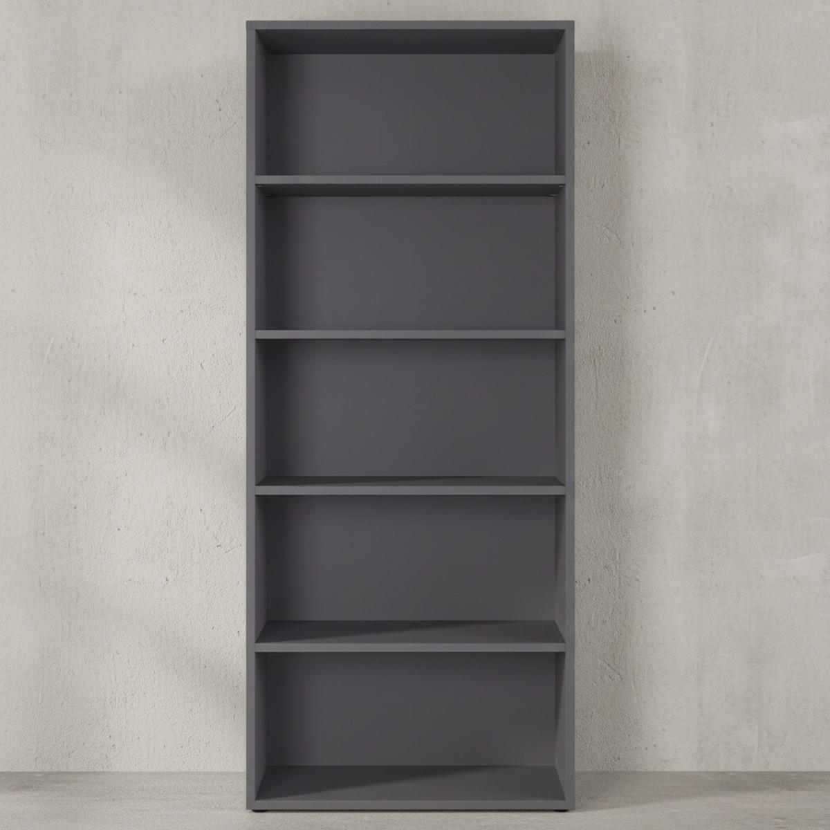 AKTENREGAL Universal FRANKFURT groß 80x197cm, 5 Ordnerhöhen, Graphit - Schwarz, Holzwerkstoff (80/197/40cm) - KADIMA DESIGN