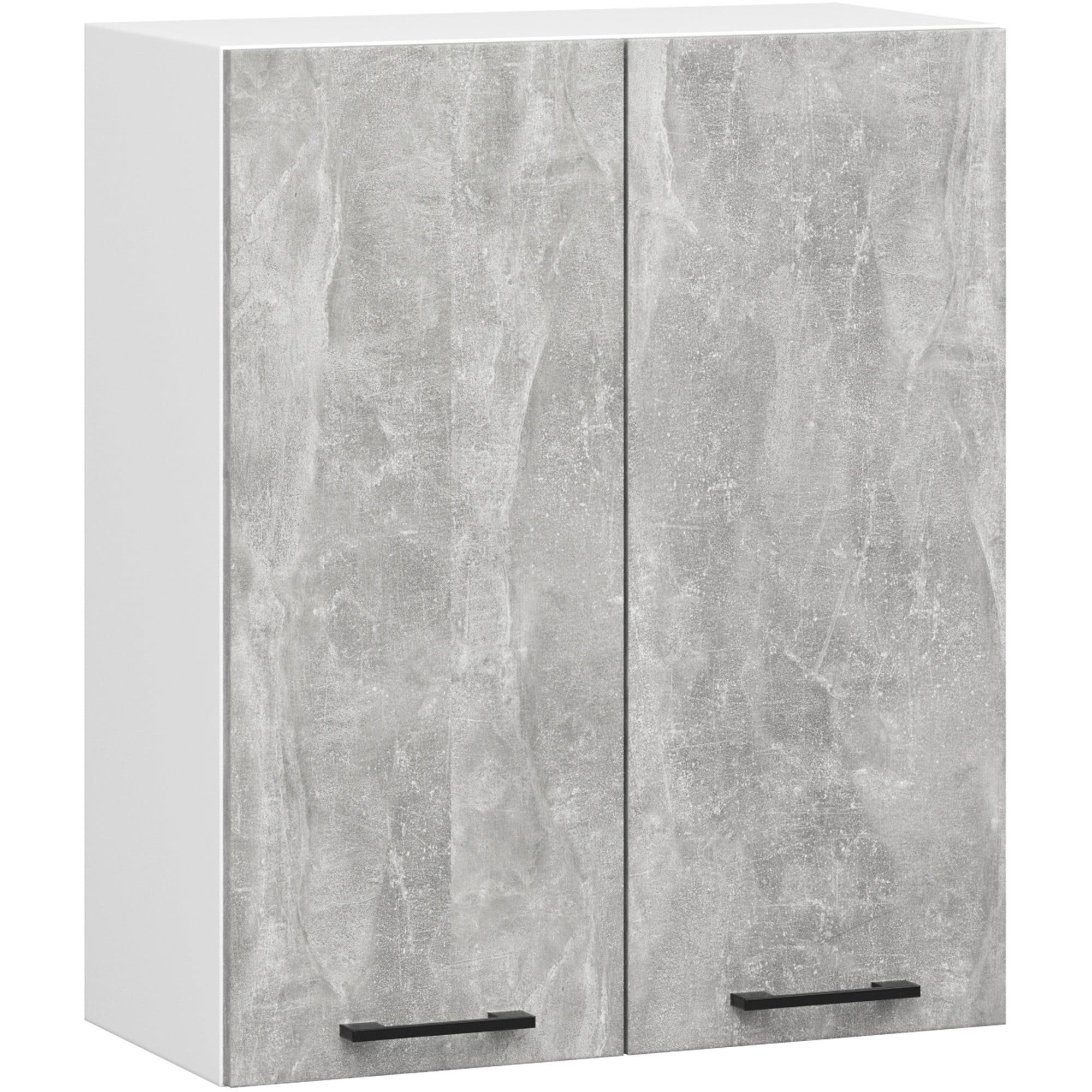 HÄNGESCHRANK Weiß, Beton 72/60/30 - Hellgrau/Weiß, Holzwerkstoff (60/72/30cm) - RAUMHIRSCH FURNITURE