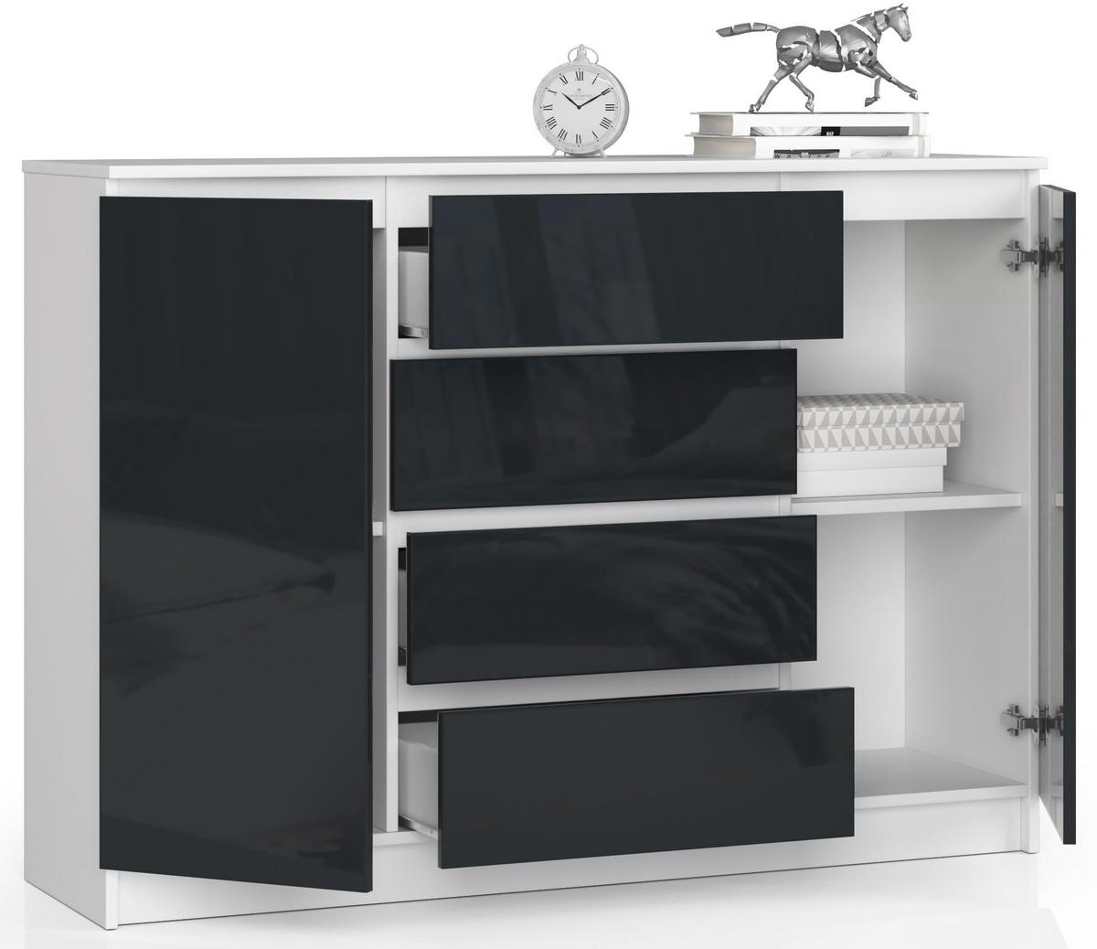 KOMMODE Weiß, Graphit Glanz 99/138/40 - Weiß, Holzwerkstoff (138/99/40cm) - RAUMHIRSCH FURNITURE