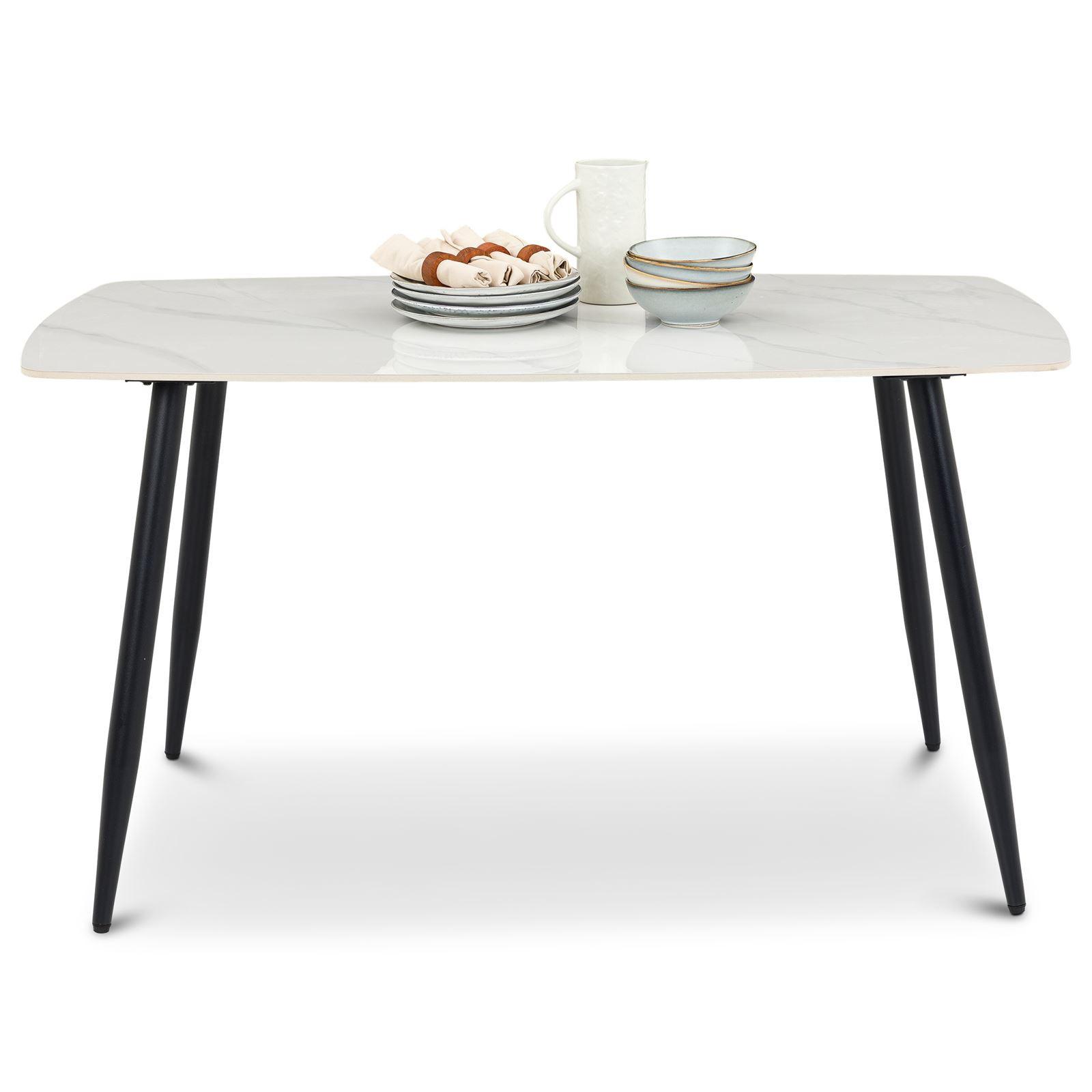 ESSTISCH MORA weiß/schwarz - Schwarz/Weiß, Metall (80/140/76cm) - IDIMEX