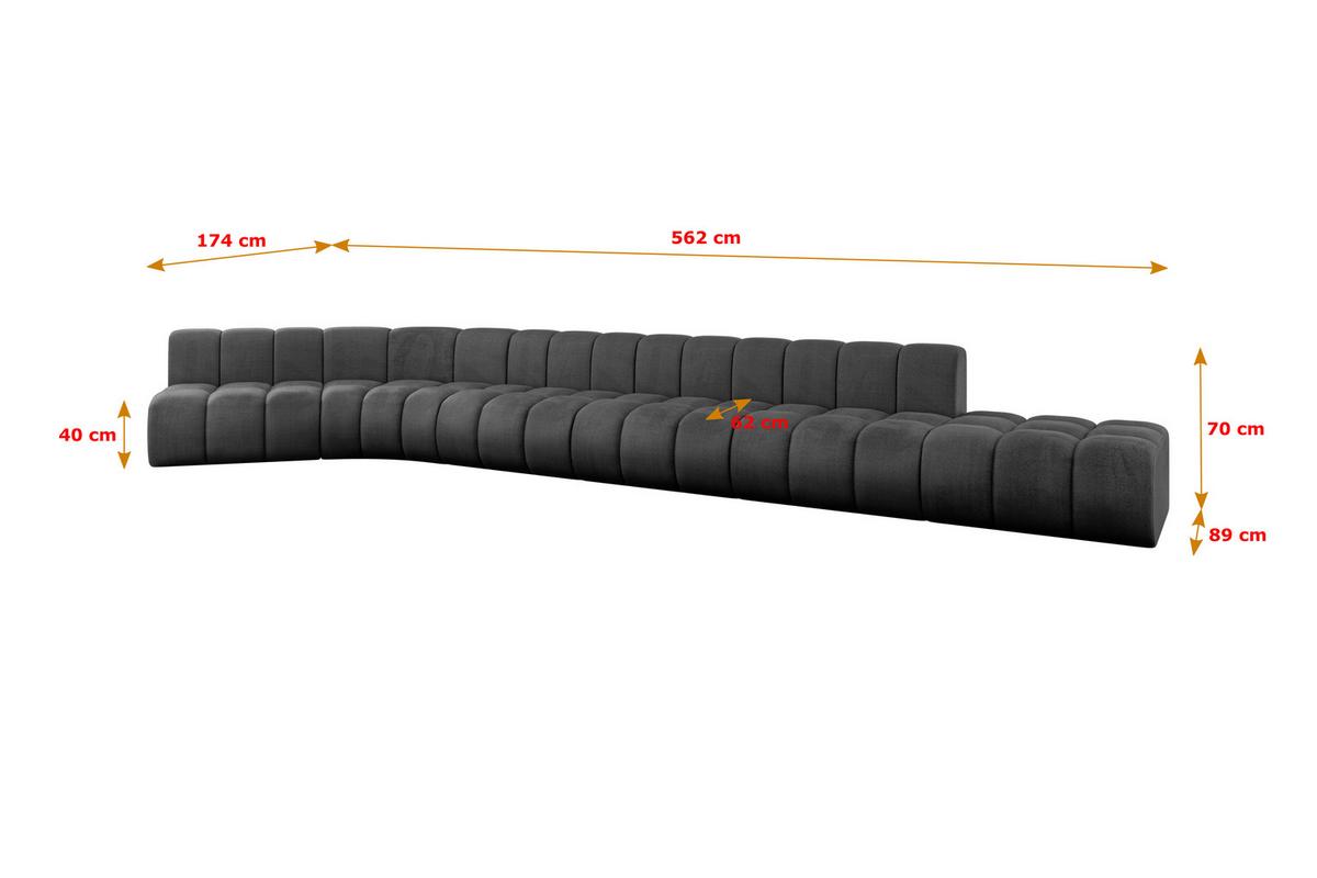 ECKSOFA modulares Sofa Brilo-L3 - 562x174x70 cm Schwarz - Schwarz, Holzwerkstoff/Textil (562/174cm) - ALTDECOR