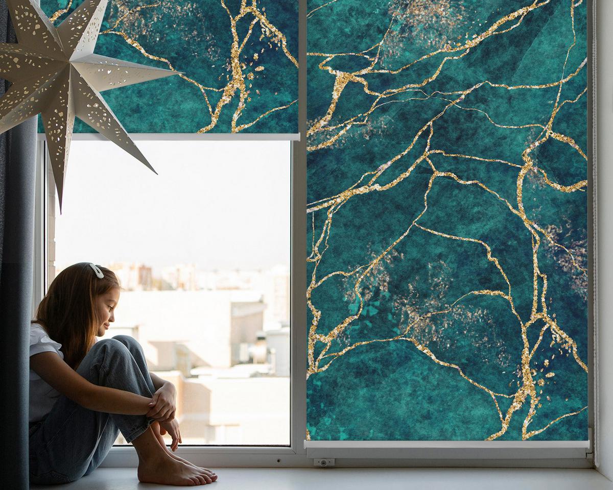 INNENROLLO - Fensterrollo - Rollo - 100x100 cm - Grüner Marmor - Grün, Kunststoff (100/100/0.5cm) - TULUP