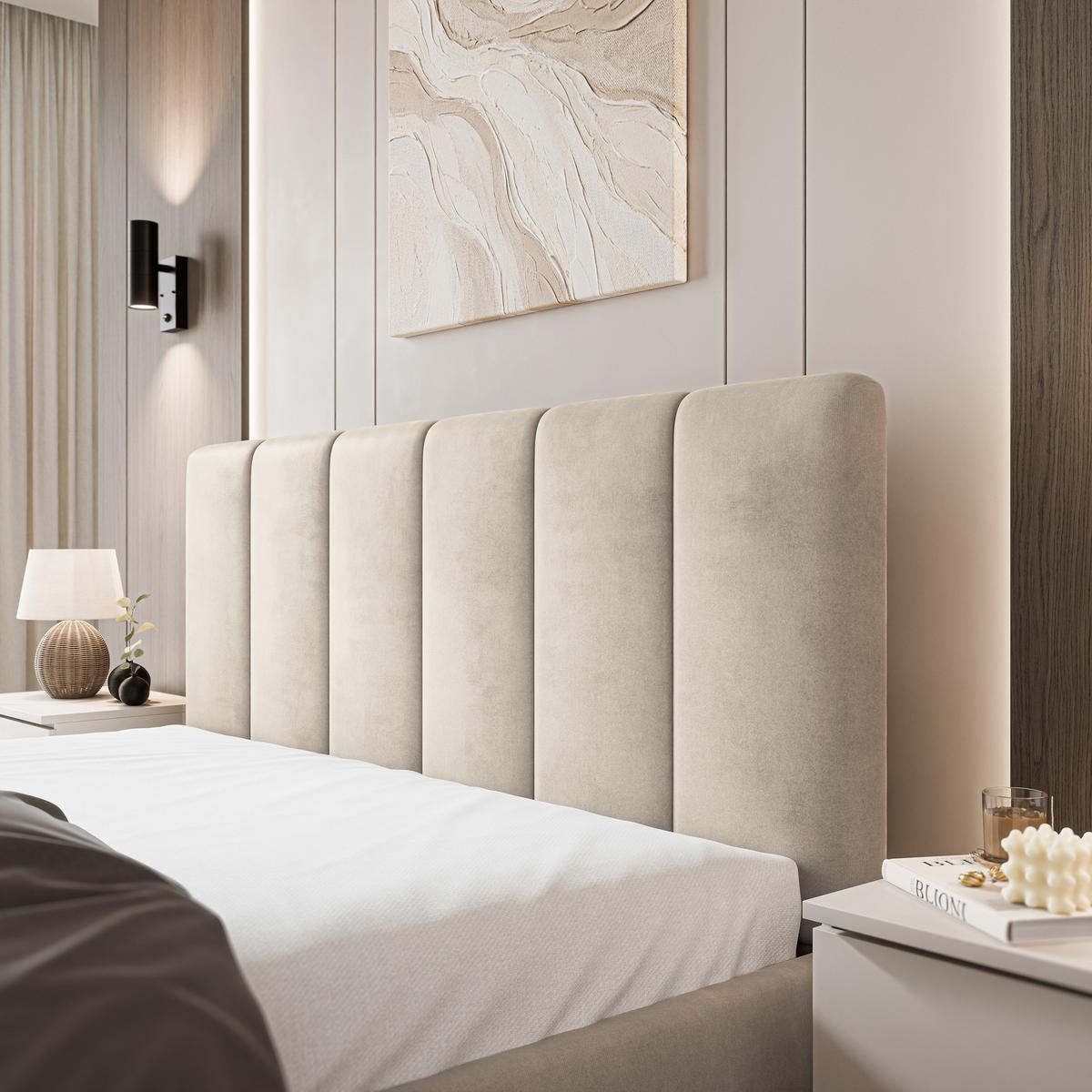 POLSTERBETT NEMIS 140x200 cm mit Bettkästen - Beige - Beige, Holz (140/200cm) - MASSENO