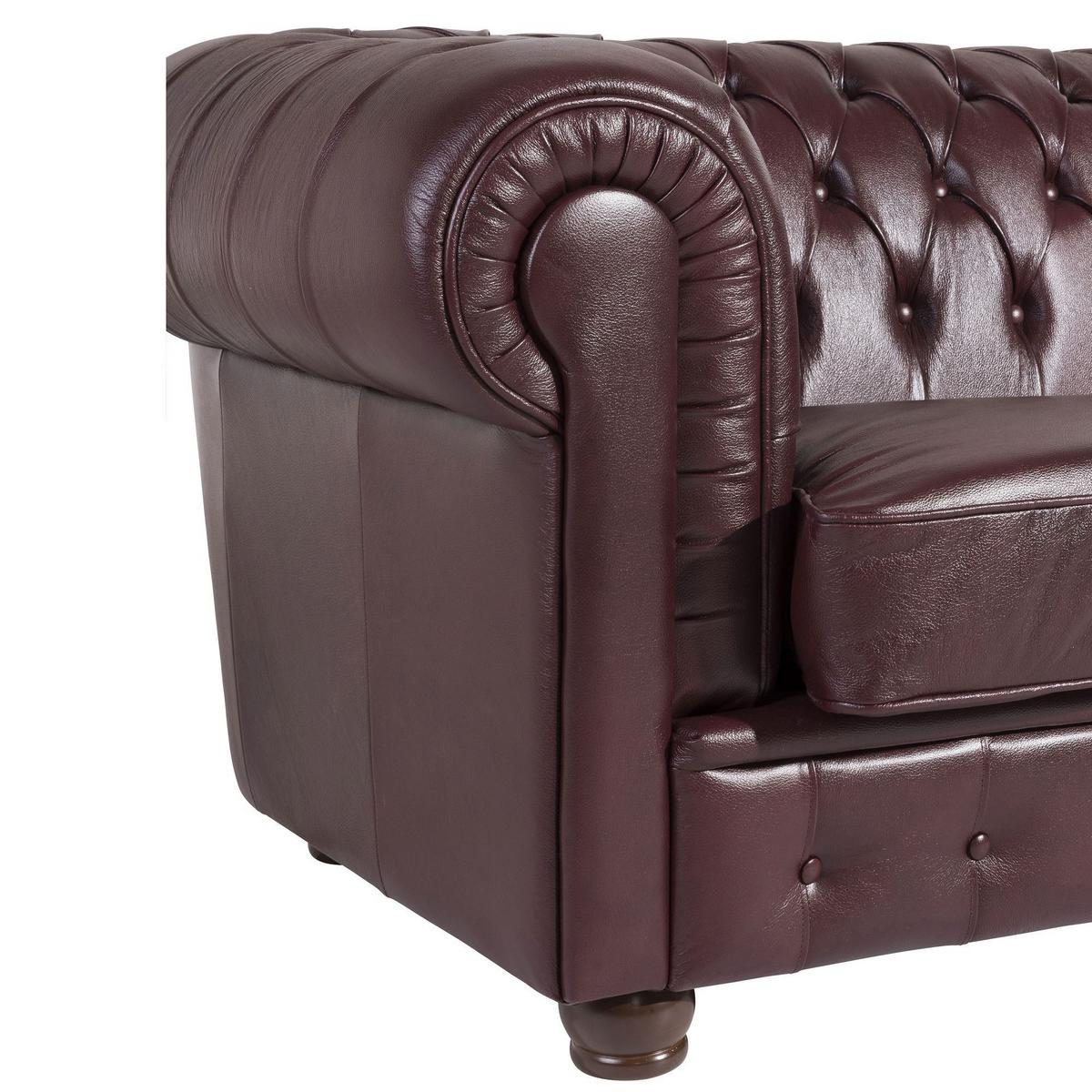 SOFA 2-Sitzer Kalea Bezug Wischleder Buche nussbaum dunkel / rot - Rot, Leder (172/76/98cm) - 58aufmkessel