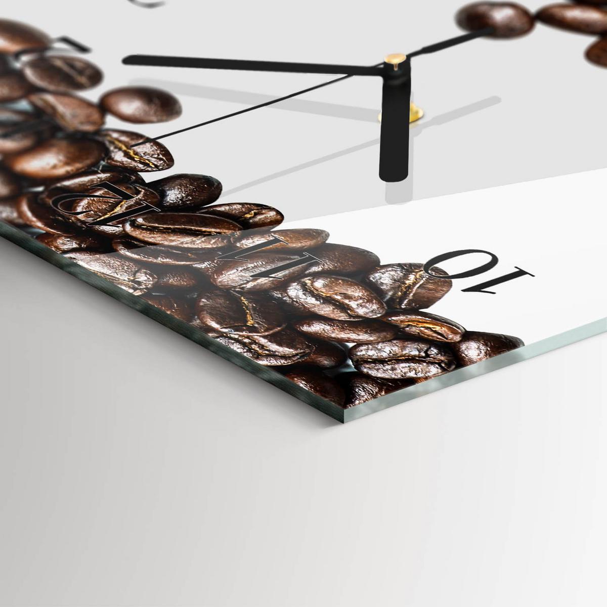 WANDUHR aus Glas 60x30 cm - Kaffeebohnen - Braun, Glas (60/30/0.4cm) - TULUP