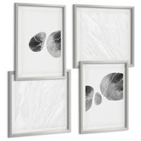BILDER SET 4er Set - 50x50 cm & 40x60 cm Silberner Rahmen - Abstrakte Kunst, Farbspritzer - Silberfarben, Kunststoff (50/50cm) - TULUP