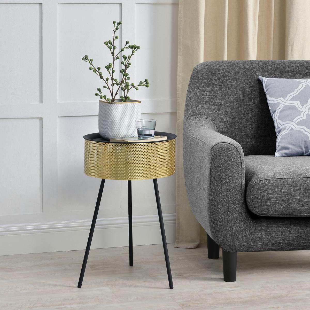 BEISTELLTISCH Gällivare - Goldfarben, Holzwerkstoff (40/40/65cm) - [en.casa]