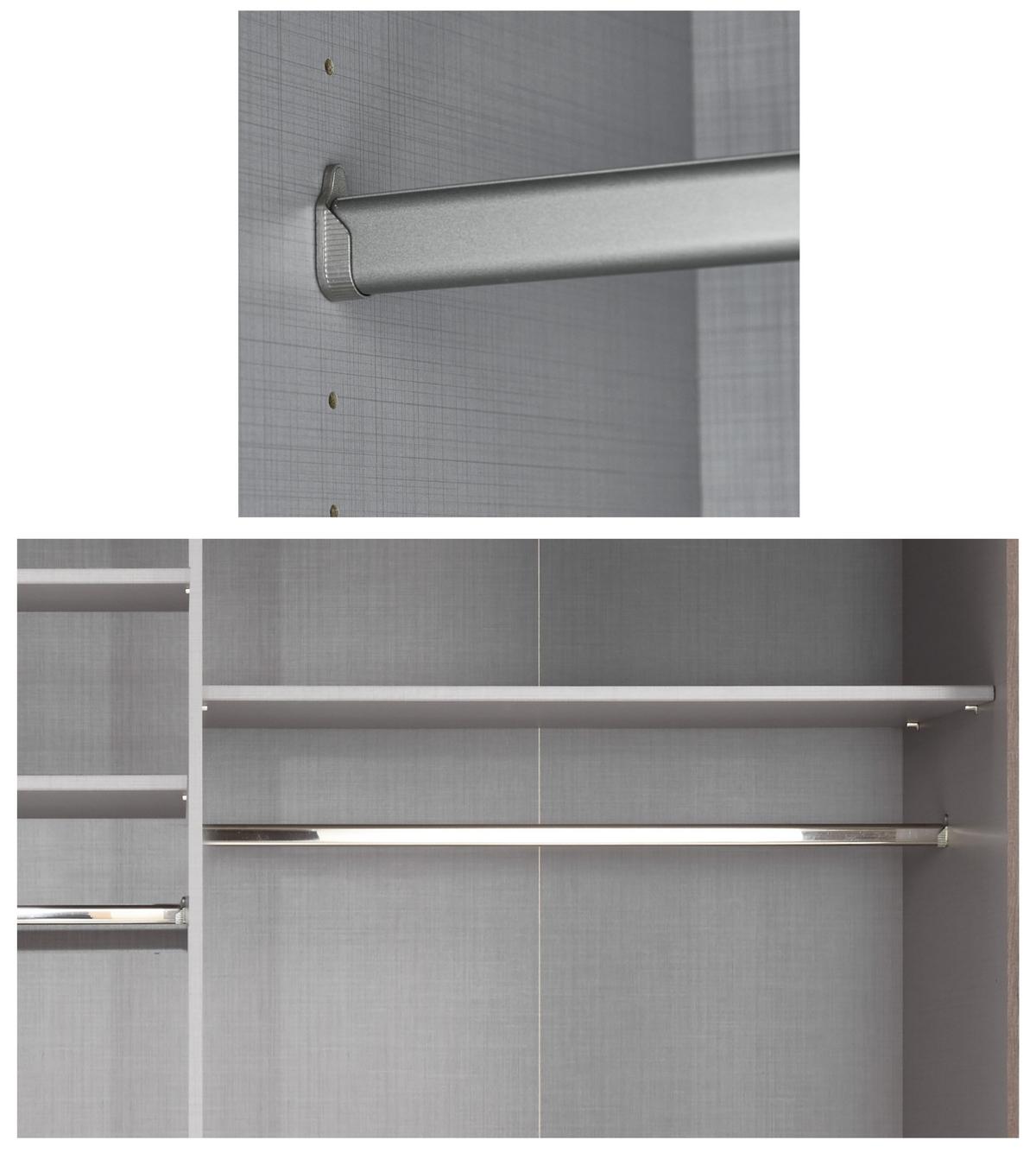 SCHWEBETÜRENSCHRANK 3-türig B250/H216/T65 cm in Anthrazit, Kleiderschrank inkl. Vollausstattung/ 22012 - Anthrazit/Rot, Holzwerkstoff/Metall (250/216/65cm) - luma-home