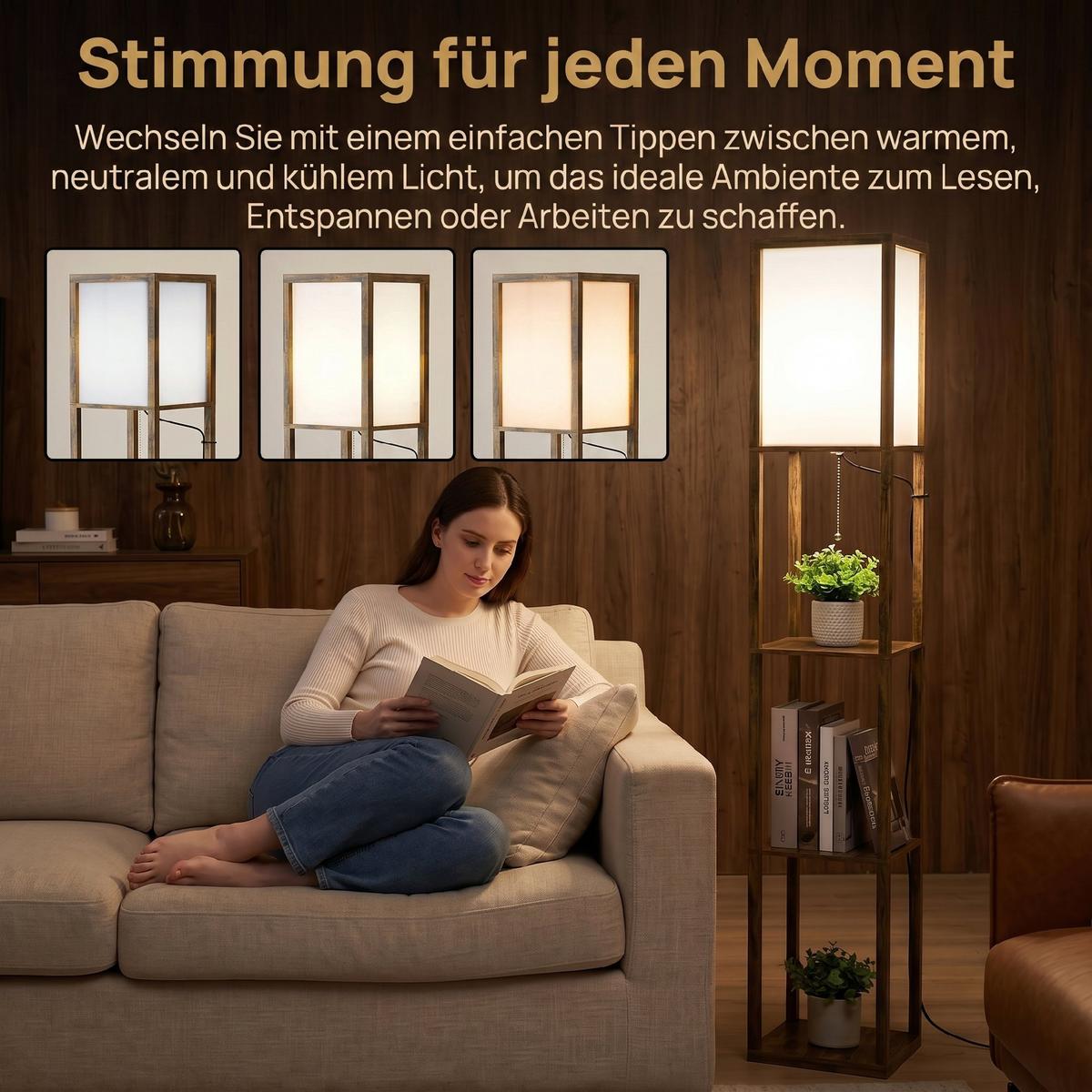 STEHLAMPE Acryl MDF Rustikal-Braun - Eichefarben, Holzwerkstoff (26/26/160cm) - HOMCOM