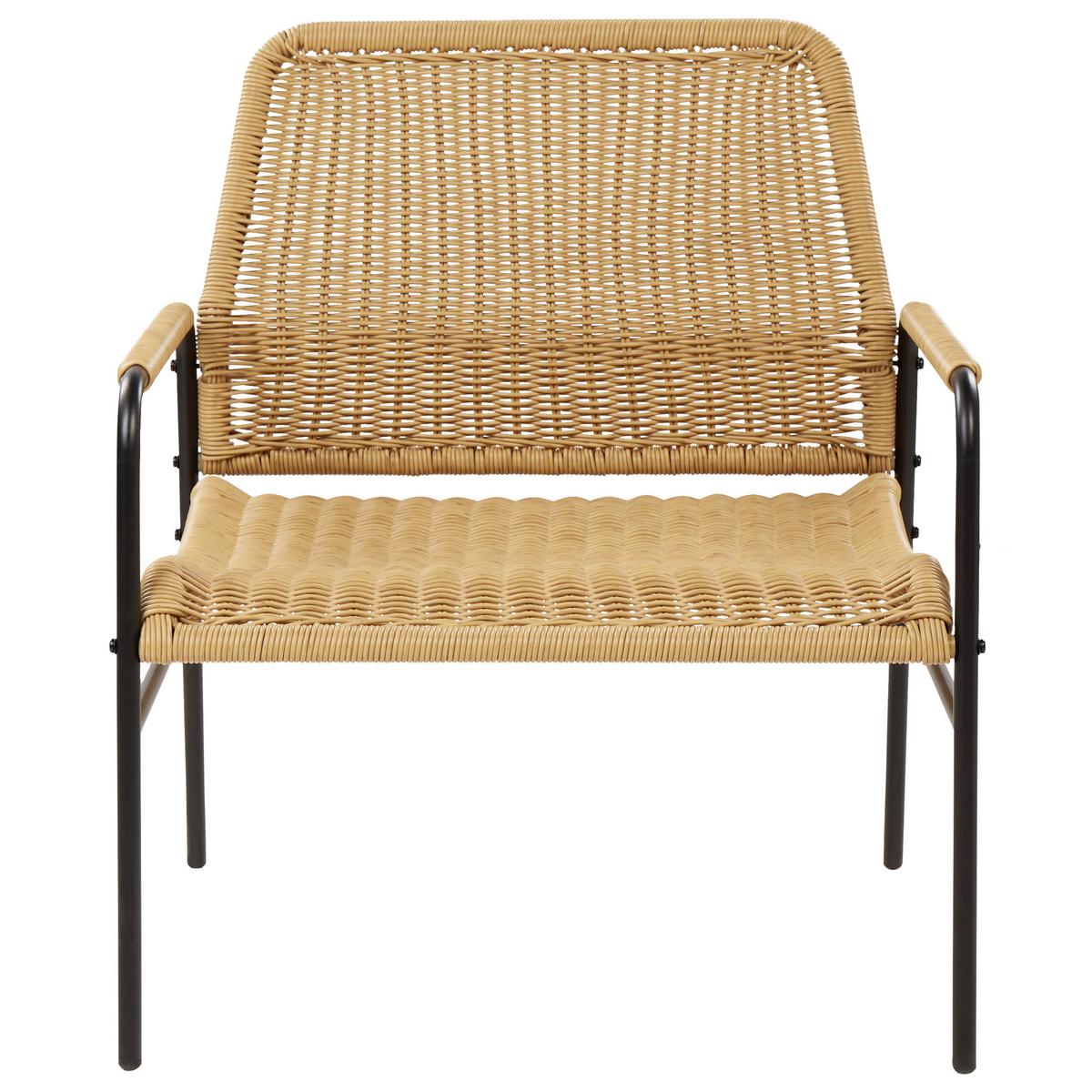 GARTENSTÜHLE 2er-SET aus Rattan Natur Prasimo - Beige/Schwarz, Naturmaterialien (63/78/67cm) - Beliani