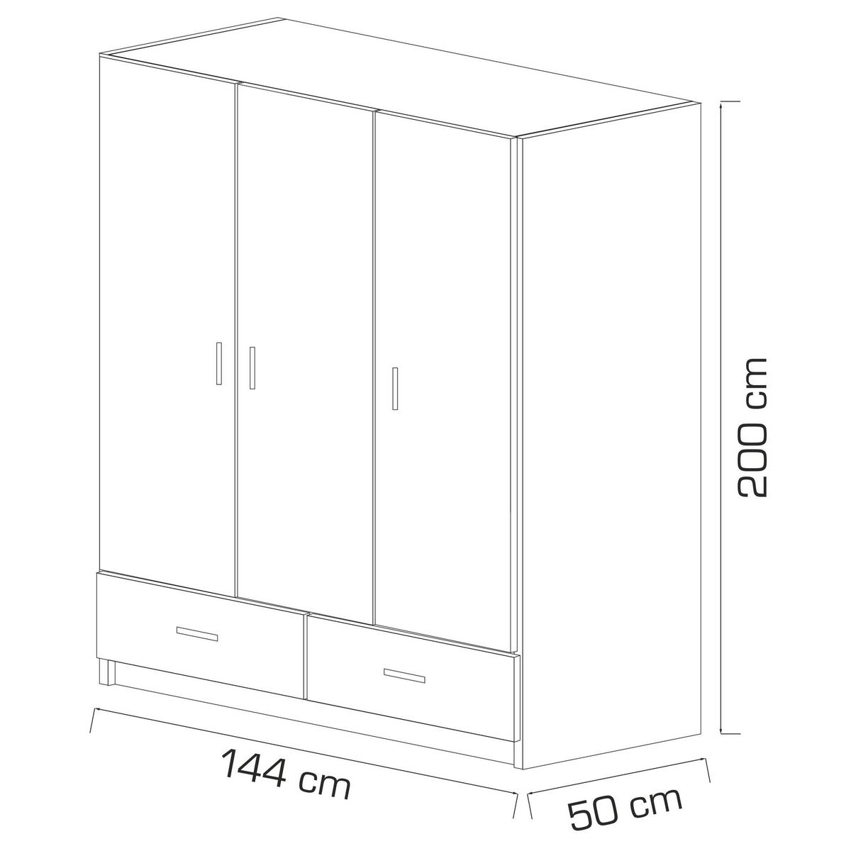 DREHTÜRENSCHRANK PINELLO 144/200/50 cm 3-türig Weiß - Eiche Artisan, Holzwerkstoff (144/200/50cm) - MASSENO
