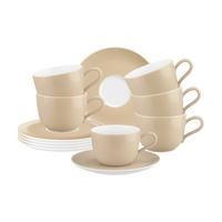 KAFFEETASSEN MIT UNTERTASSEN Liberty Pure Colors Dusty Beige 260 ml 6er Set - Beige, Keramik (0.26L) - Seltmann Weiden