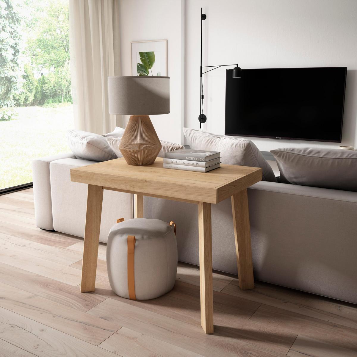 KONSOLENTISCH ausziehbar 58 bis 160cm, für 8 Gäste, eiche, 90/58/73cm - Eichefarben, Holzwerkstoff (90/160/73cm) - Skraut Home