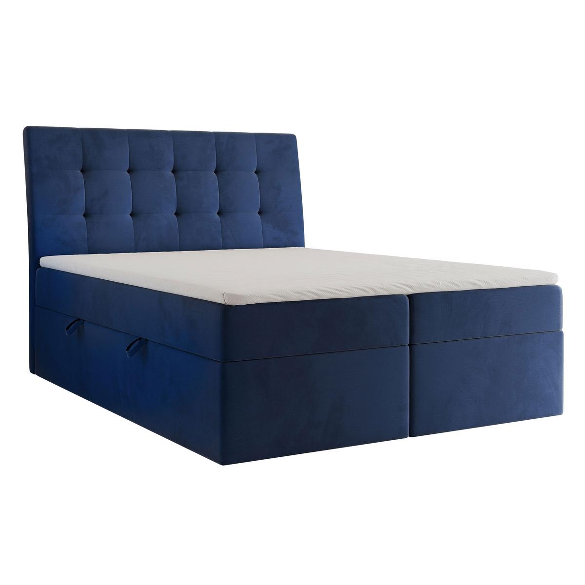 BOXBETT 140x200 cm mit Topper - Blau, Textil (140/200cm) - Idohome