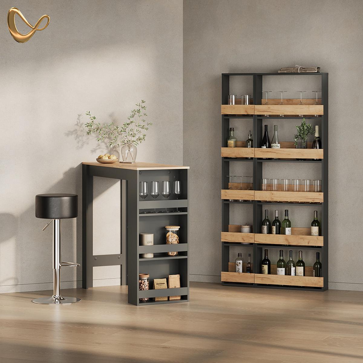 BARTISCH Regusa Anthrazit/Goldkraft Eiche 45 x 110 cm - Honigeiche/Anthrazit, Holzwerkstoff (110/45/106cm) - Livinity®