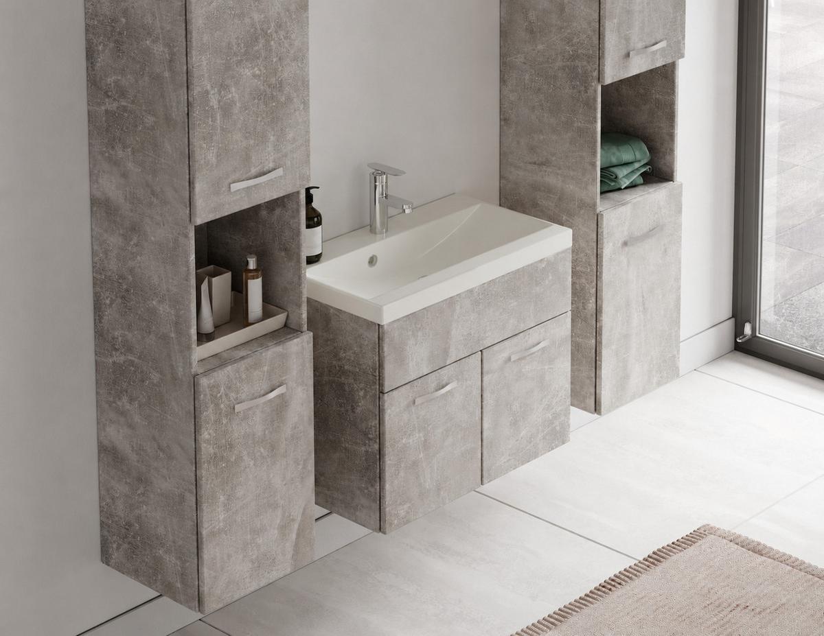 BADMÖBEL-SET Montreal 4 Teile Beton Grau - 60 x 35 x 51 cm - Grau, Holz (60/51/35cm) - Badplaats