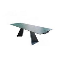 ESSTISCH LODI Grün Glas - Schwarz/Grün, Glas/Metall (100/200/76cm) - KAWOLA