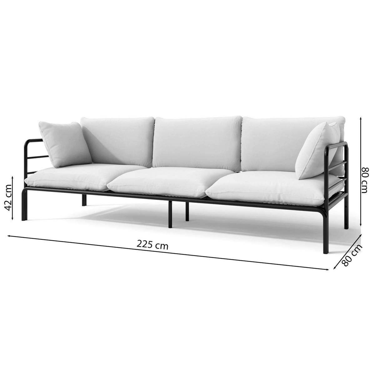 GARTEN-SOFA Worcully Beige/Schwarz - Beige, Textil (225/80/80cm) - Selsey