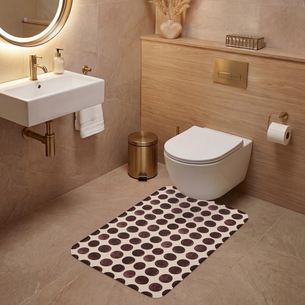 WC-VORLEGER Polka dots - Muster - Braun Toilettenvorleger 60x90 cm - Bordeaux, Textil (60/1cm) - OnlyWow