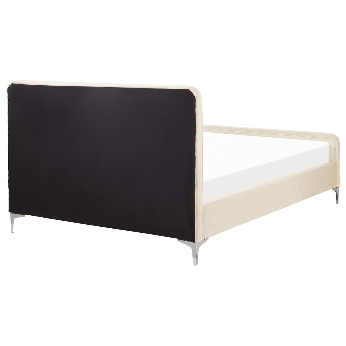 BETT mit Lattenrost 140/200 cm Samtstoff Hellbeige Lunan - Beige, Textil (140/200cm) - Beliani