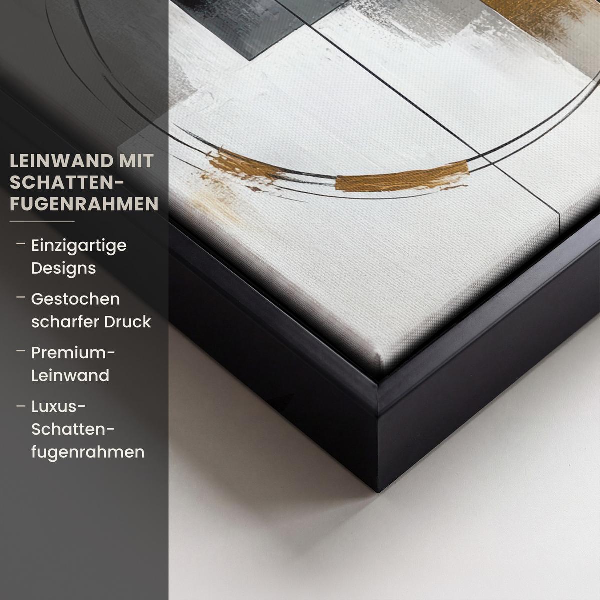 LEINWAND Bilder mit Rahmen - Abstrakt - Gold - Silber - Formen - Ästhetik - 20x30 - Multicolor, Textil (20/30cm) - MuchoWow