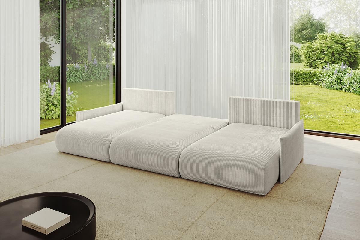 WOHNLANDSCHAFT mit Schlaffunktion und Bettkasten ONESK-U-v1 317x177x72 Creme Cord - Ecru/Creme, Holzwerkstoff/Kunststoff (317/72/177cm) - ALTDECOR