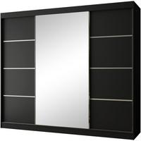 SCHWEBETÜRENSCHRANK Paco 250/215/61 3-türig schwarz mit Spiegel - Schwarz, Holzwerkstoff (250/215/61cm) - Beautysofa