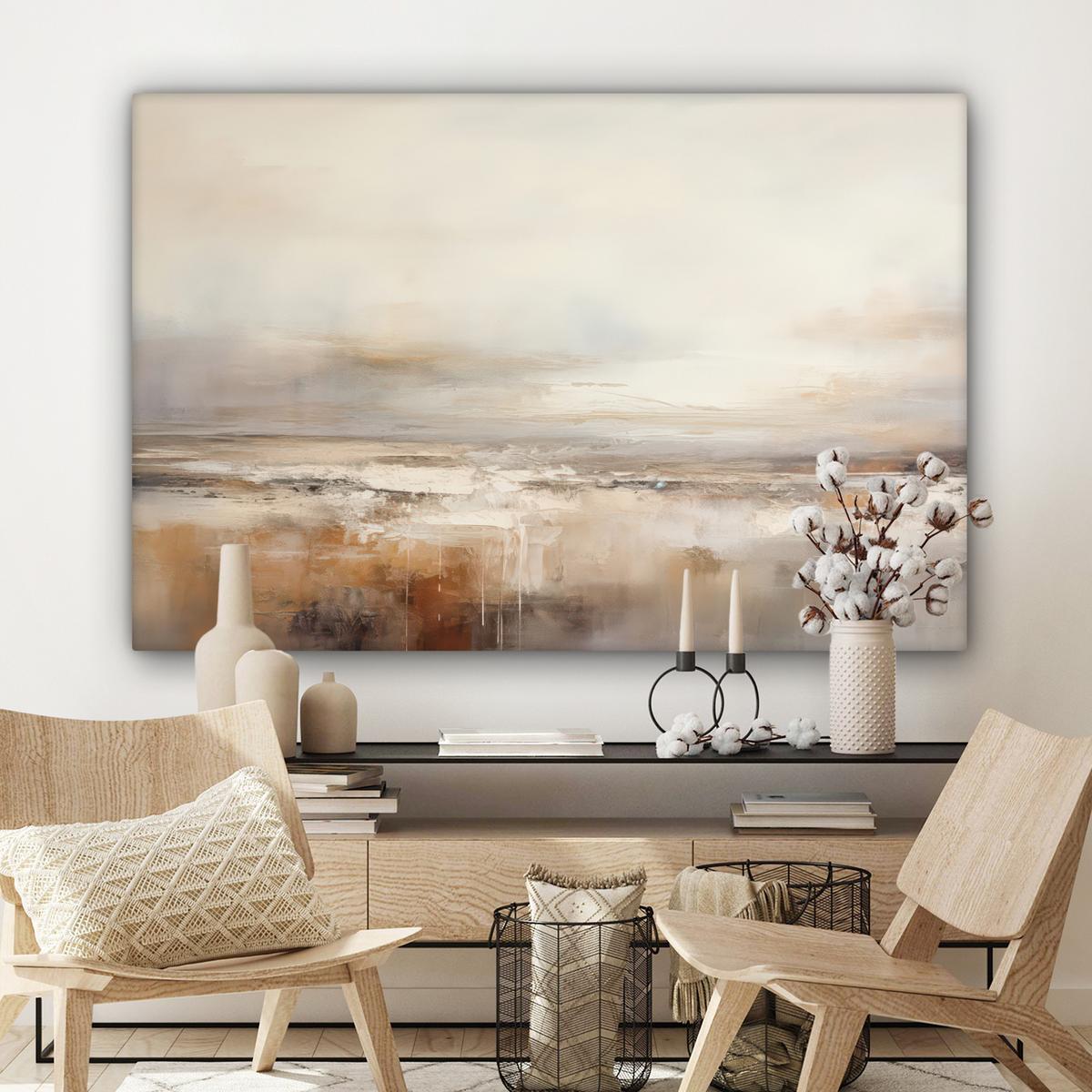 LEINWANDBILD Kunst - Industriell - Grau - Braun - Abstrakt Groß 140x90 cm - Sandfarben, Textil (140/90cm) - MuchoWow
