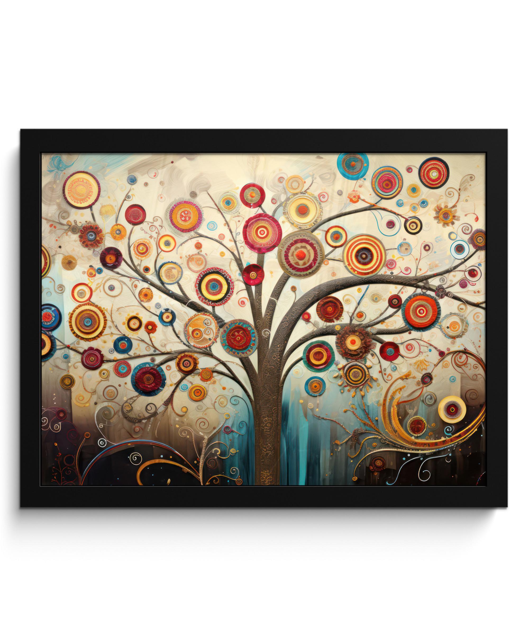 POSTER MIT RAHMENGERAHMTES BILD Baum - Baum des Lebens - Farbe 40x30 cm - Braun, Papier (40/30cm) - MuchoWow