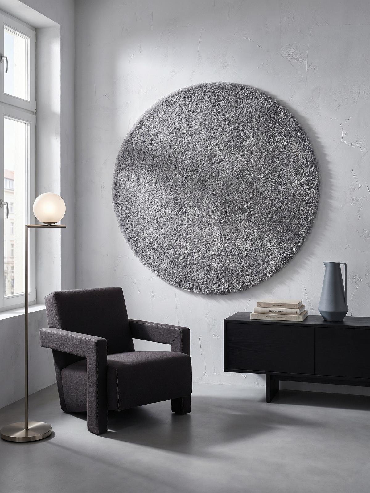 HOCHFLORTEPPICH RHEIN, einfarbig, aus Polypropylen, Hellgrau, Ø 120 cm - Grau, Textil (120/120cm) - KADIMA DESIGN