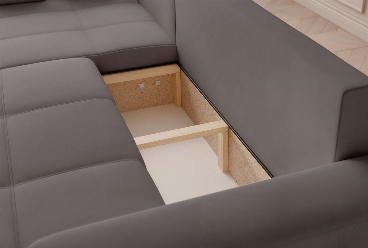 ECKSOFA Leros Xl Mit Schlaffunktion - Grau, Holzwerkstoff/Textil (278/145cm) - Fun Möbel